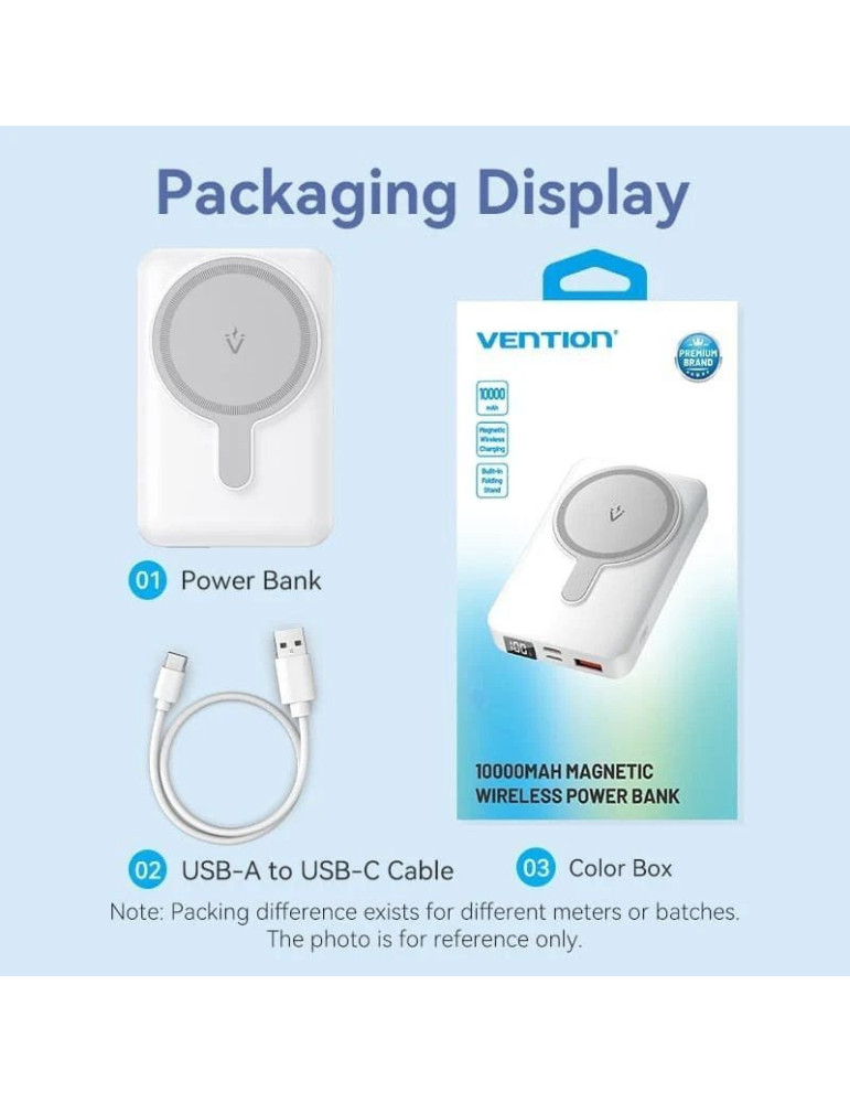 Powerbank 10000mAh Vention FHTW0/ 22.5W/ Wireless/ Blanca