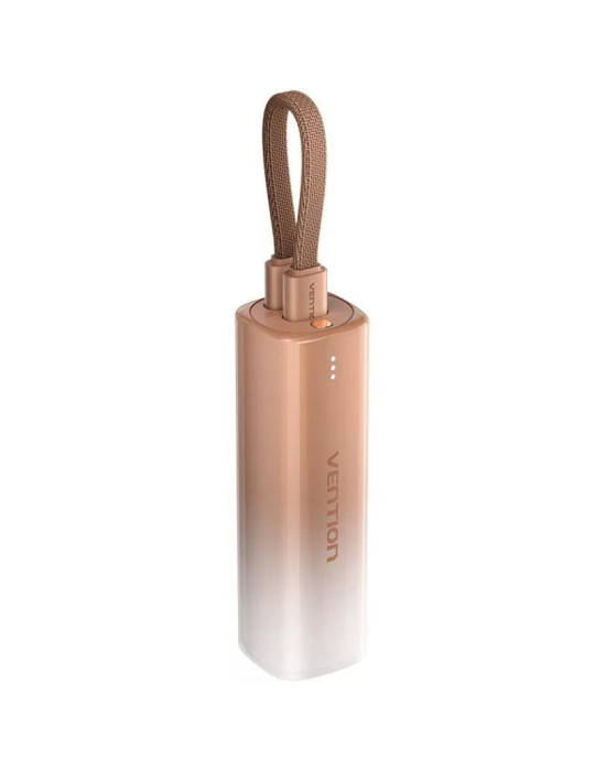 Powerbank 5000mAh Vention FHWJ0/ 20W/ Dorado/ Incluye Cable USB Tipo-C y Lightning