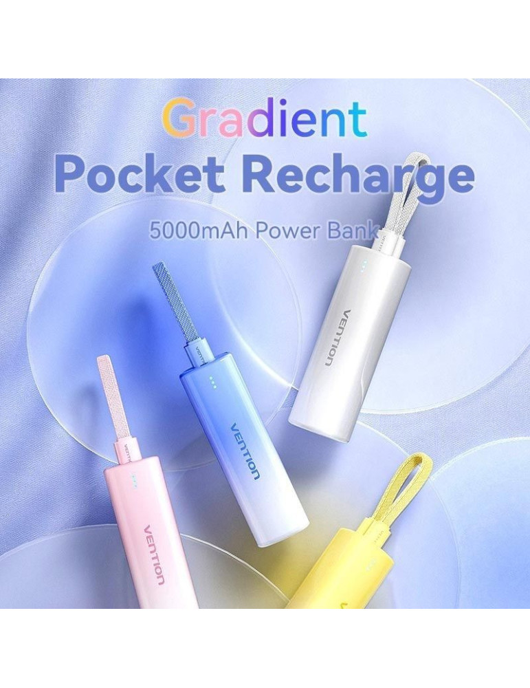 Powerbank 5000mAh Vention FHWM0/ 20W/ Gris/ Incluye Cable USB Tipo-C y Lightning