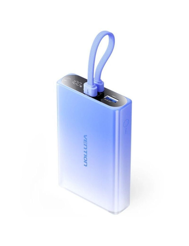 Powerbank 10000mAh Vention FHZL0/ 22.5W/ Azul/ Incluye Cable USB Tipo-C y Lightning
