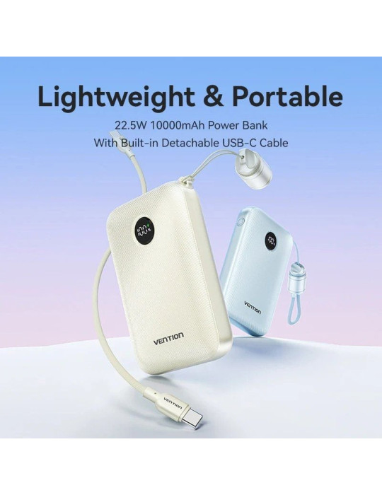 Powerbank 10000mAh Vention FKAL0-C/ 22.5W/ Azul/ Incluye Cable USB Tipo-C