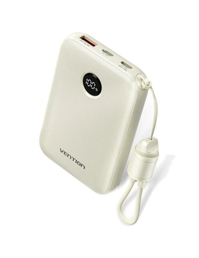 Powerbank 10000mAh Vention FKAN0-C/ 22.5W/ Gris/ Incluye Cable USB Tipo-C