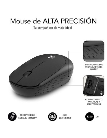 Set Ratón Inalámbrico y Alfombrilla Subblim Harmony Black/ hasta 1200 DPI 2
