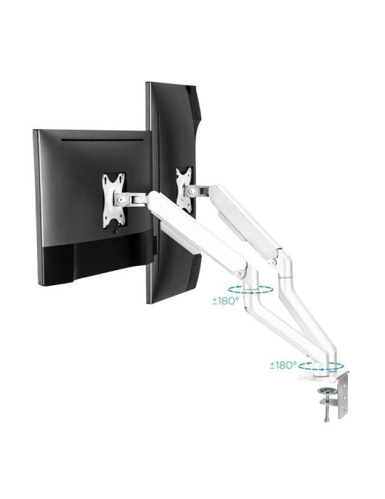 Soporte de Mesa para 2 Monitores TooQ DB4132TNR-W/ Giratorio/ Inclinable/ hasta 9kg