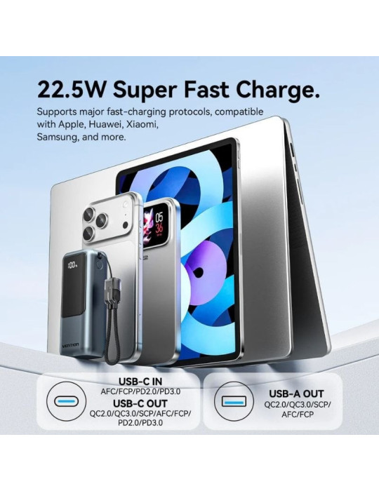 Powerbank 10000mAh Vention FKOH0/ 22.5W/ Gris