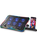 Soporte Refrigerante NGS Hero Stand para Portátiles hasta 15.6"/ Iluminación LED