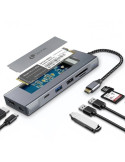 Docking/Caja Externa USB Tipo-C Leotec LEDS07/ Ranura SSD M.2/ 2xUSB/ 1xUSB Tipo-C/ 1xHDMI 4K/ 1xLector Tarjetas SD y MicroSD/ 1
