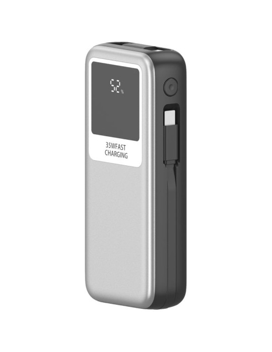 Powerbank 10000mAh Leotec LEPOW35W10S/ 35W/ Plata y Gris/ Incluye Cable USB Tipo-C y Lightning