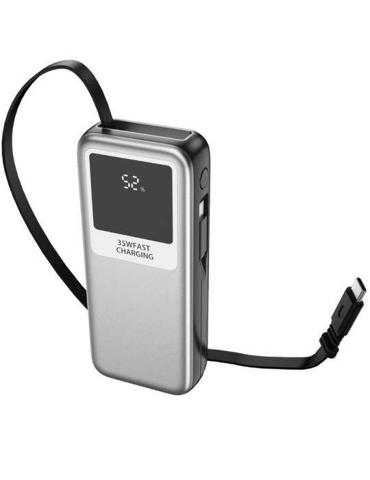 Powerbank 10000mAh Leotec LEPOW35W10S/ 35W/ Plata y Gris/ Incluye Cable USB Tipo-C y Lightning