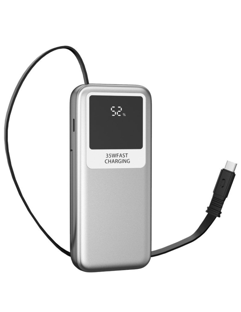 Powerbank 10000mAh Leotec LEPOW35W10S/ 35W/ Plata y Gris/ Incluye Cable USB Tipo-C y Lightning
