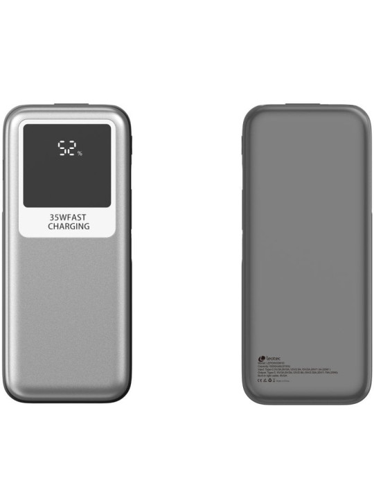 Powerbank 10000mAh Leotec LEPOW35W10S/ 35W/ Plata y Gris/ Incluye Cable USB Tipo-C y Lightning