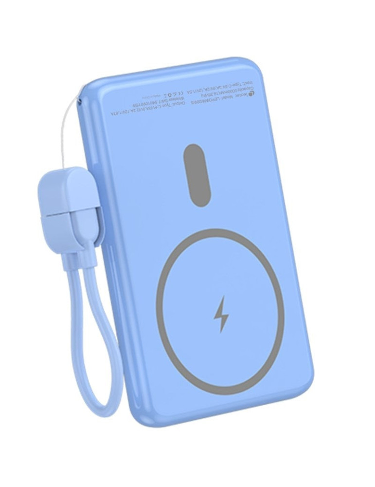 Powerbank 5000mAh Leotec LEPOWW20W5B/ 20W/ Wireless/ Azul/ Incluye Cable USB Tipo-C