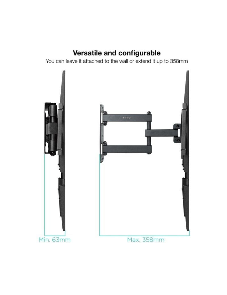 Soporte de Pared Giratorio/ Inclinable/ Nivelable TooQ LP7863TN-B para TV de 37-70"/ hasta 35kg