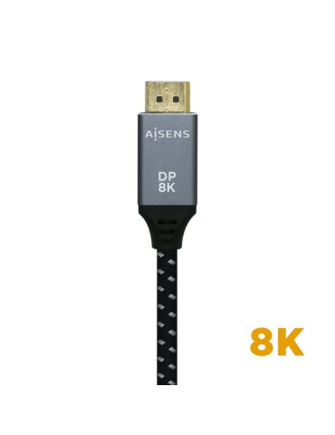 Cable DisplayPort 1.4 8K Aisens A149-0435/ DisplayPort Macho - DisplayPort Macho/ 1m/ Negro Gris 2