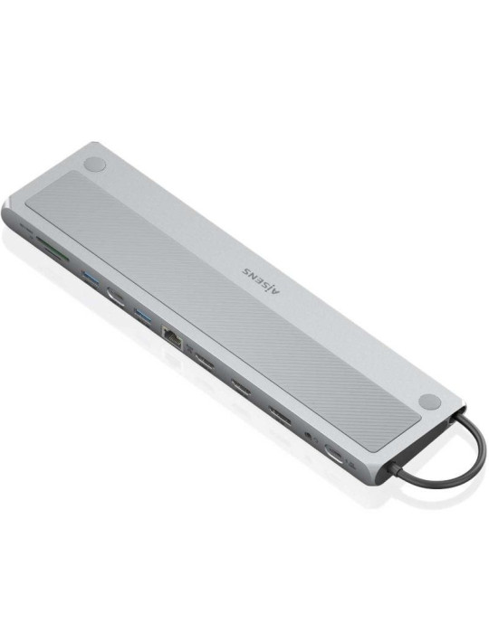 Docking USB Tipo-C Aisens ASUC-12P020-GR/ 2xHDMI 4K/ 3xUSB/ 1xUSB Tipo-C/ 1xRJ45/ 1xDisplayPort/ 1xLector Tarjetas/ 1xUSB Tipo-C