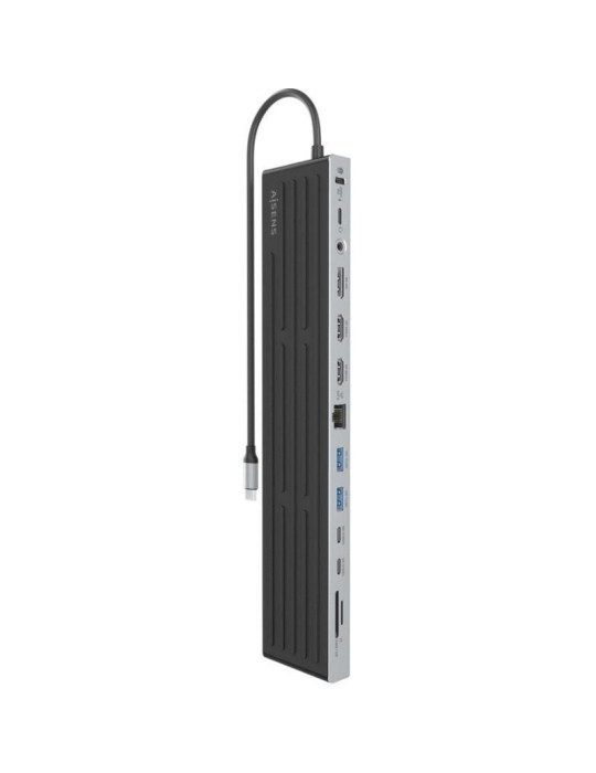 Docking USB Tipo-C Aisens ASUC-13P042-GR/ 2xUSB Tipo-C/ 1xUSB Tipo-C PD/ 2xUSB/ 2xHDMI/ 1xDisplayPort/ 1xLector de Tarjetas/ 1xJ