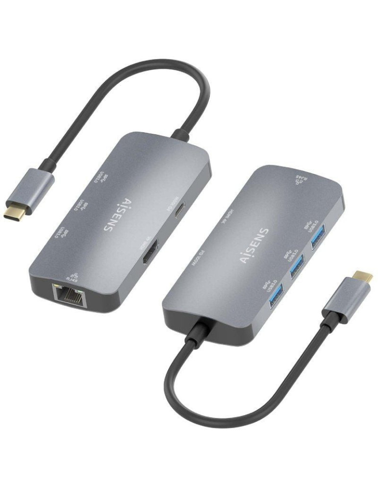 Docking USB Tipo-C Aisens ASUC-6P019-GR/ 1xHDMI 4K/ 3xUSB/ 1xRJ45/ 1xUSB Tipo-C PD/ Gris