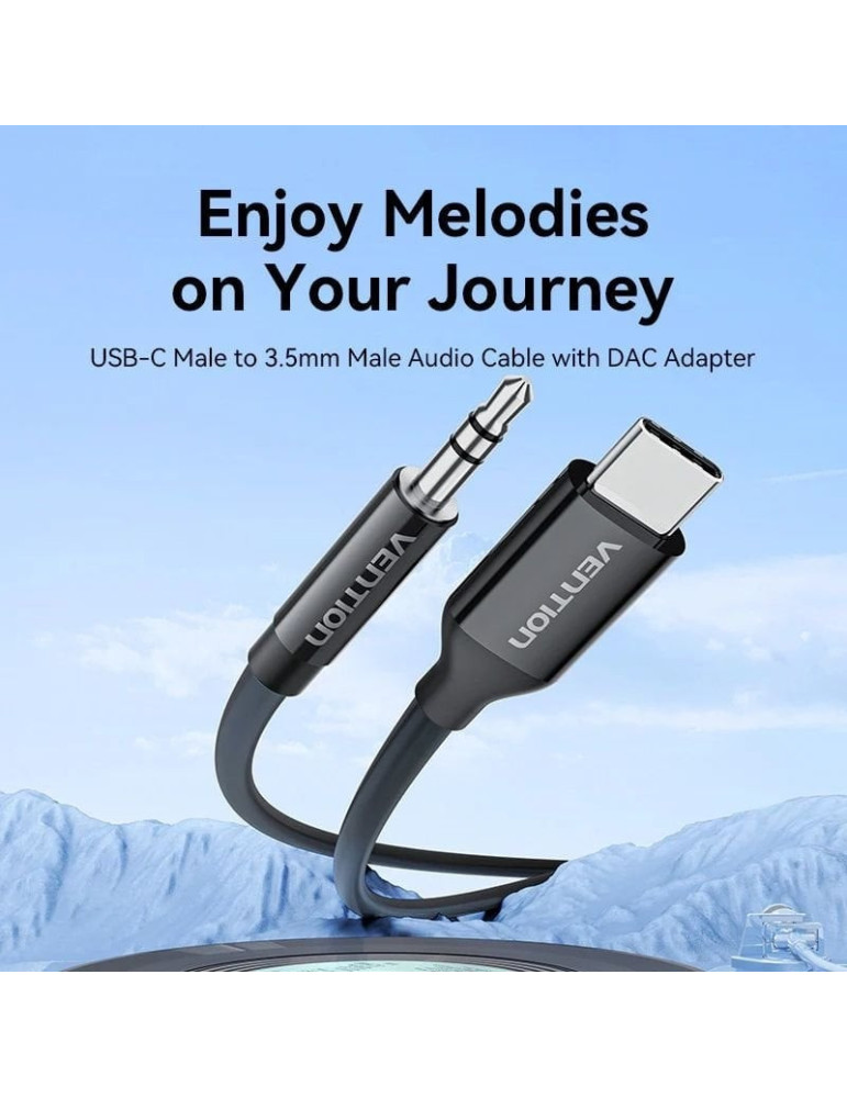 Cable Conversor Audio Vention BIFBF/ USB Tipo-C Macho - Jack 3.5 Macho/ 1m/ Gris