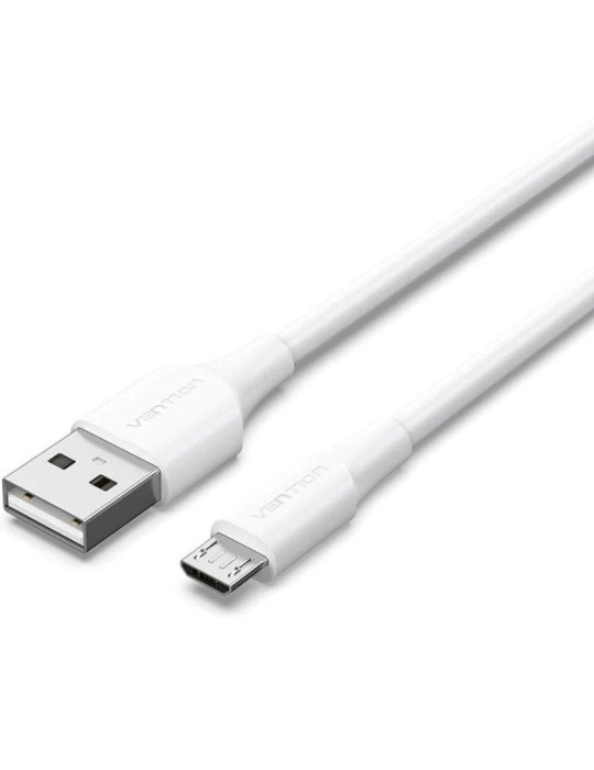 Cable USB 2.0 Vention CTIWF/ USB Macho - MicroUSB Macho/ Hasta 60W/ 480Mbps/ 1m/ Blanco