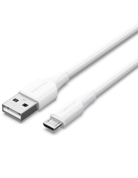 Cable USB 2.0 Vention CTIWG/ USB Macho - MicroUSB Macho/ Hasta 60W/ 480Mbps/ 1.5m/ Blanco