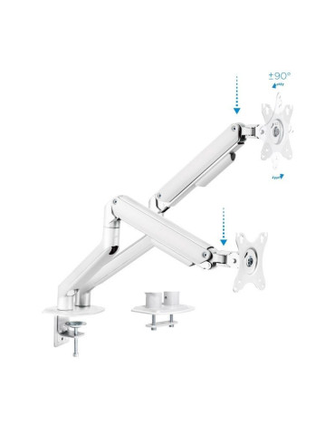 Soporte de Mesa para 2 Monitores TooQ DB4132TNR-W/ Giratorio/ Inclinable/ hasta 9kg 2