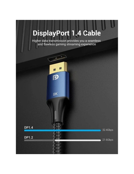 Cable DisplayPort 1.4 8K Vention HCELG/ DisplayPort Macho - DisplayPort Macho/ 1.5m/ Azul