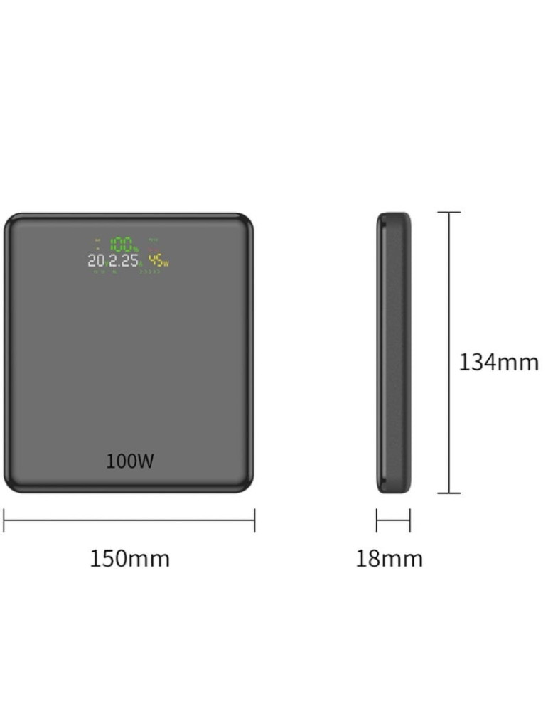 Powerbank 20000mAh Leotec LEPOW100W20G/ 100W/ Gris/ Incluye Cable USB Tipo-C