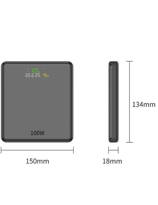 Powerbank 20000mAh Leotec LEPOW100W20G/ 100W/ Gris/ Incluye Cable USB Tipo-C