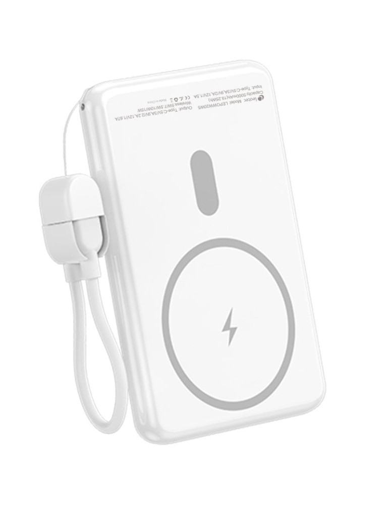 Powerbank 5000mAh Leotec LEPOWW20W5W/ 20W/ Wireless/ Blanca/ Incluye Cable USB Tipo-C