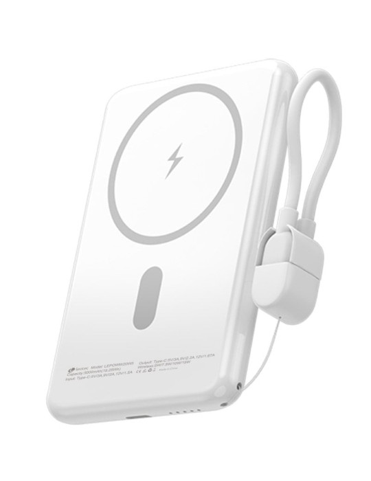 Powerbank 5000mAh Leotec LEPOWW20W5W/ 20W/ Wireless/ Blanca/ Incluye Cable USB Tipo-C