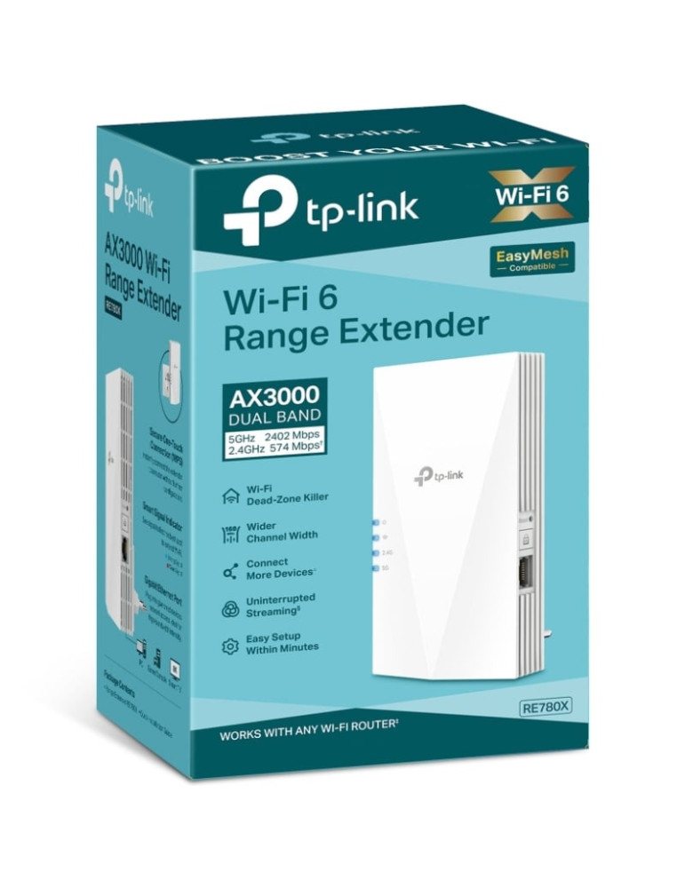 Repetidor/ AP Inalámbrico TP-Link RE780X 3000Mbps/ WiFi 6/ 2 Antenas