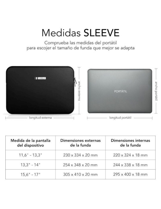 Funda Subblim Business Laptop Sleeve Neoprene para Portátiles 13.3"-14"/ Negra