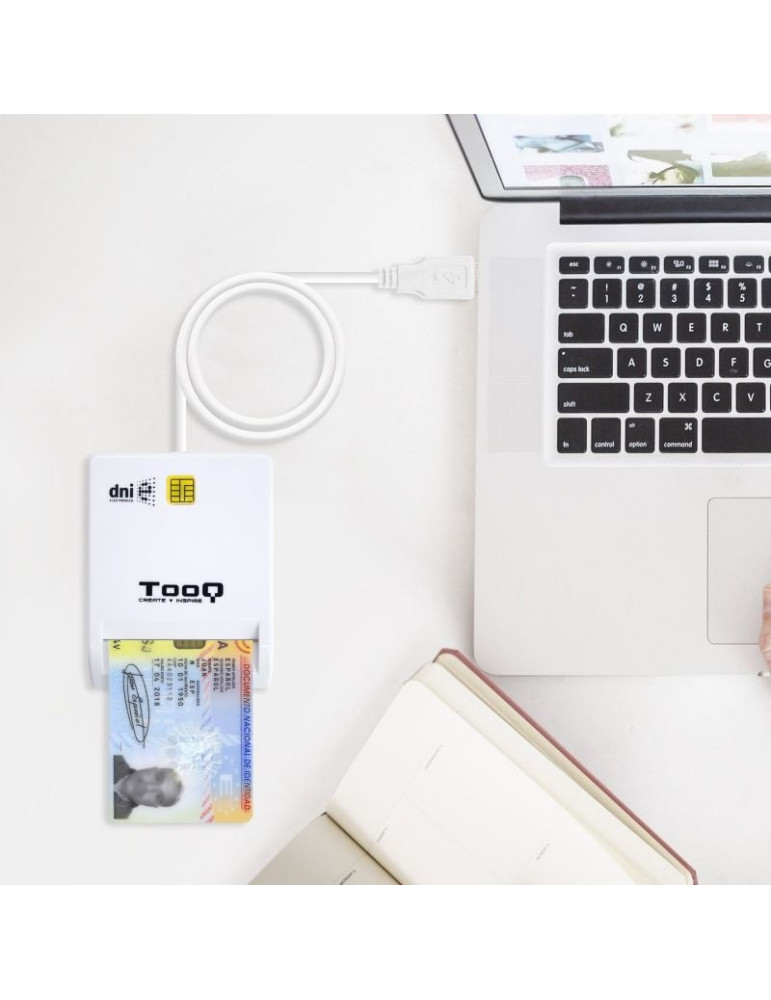 Lector de DNI TooQ TQR-210W/ USB 2.0/ Blanco