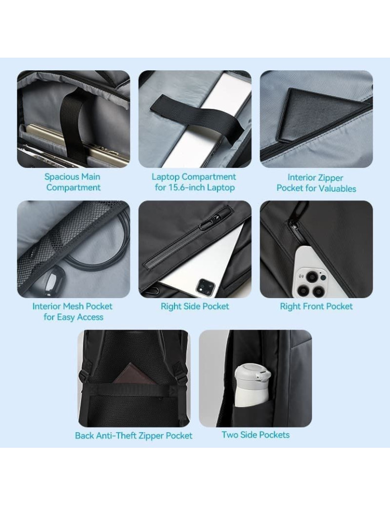 Mochila Vention KROB0 para Portátiles hasta 15.6"/ 19L/ Impermeable/ Negra