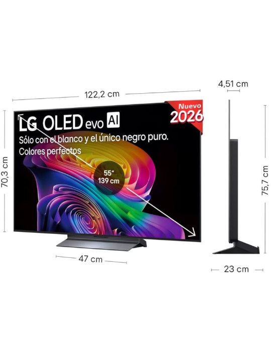 Televisor LG OLED evo AI C6 OLED55C66LB 55"/ Ultra HD 4K/ Smart TV/ WiFi