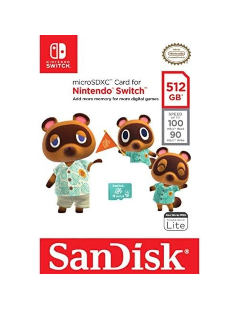 Tarjeta de Memoria SanDisk Nintendo Switch 512GB microSD XC UHS-I/ Clase 10/ 100MBs