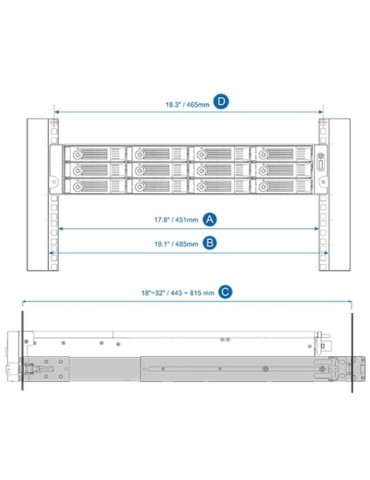 Kit de Railes deslizantes QNAP RAIL-B02/ para Modelos de Nas Compatibles 2