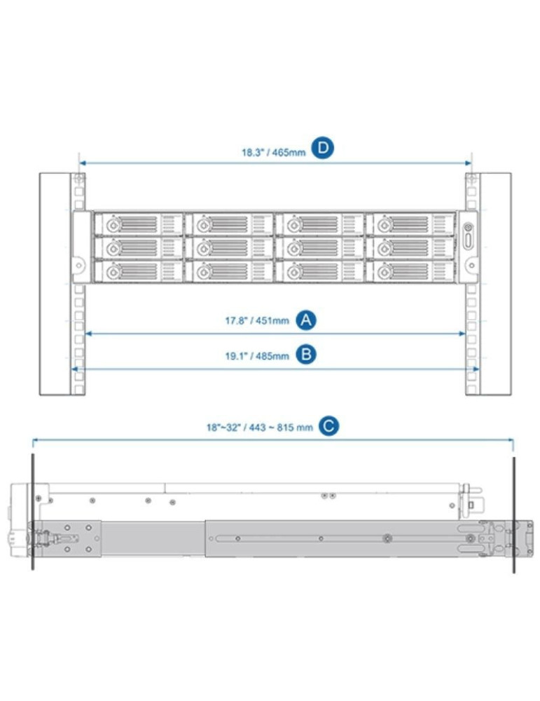 Kit de Railes deslizantes QNAP RAIL-B02/ para Modelos de Nas Compatibles
