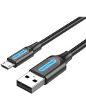 Cable USB 2.0 Vention COLBI/ USB Macho - MicroUSB Macho/ Hasta 60W/ 480Mbps/ 3m/ Negro