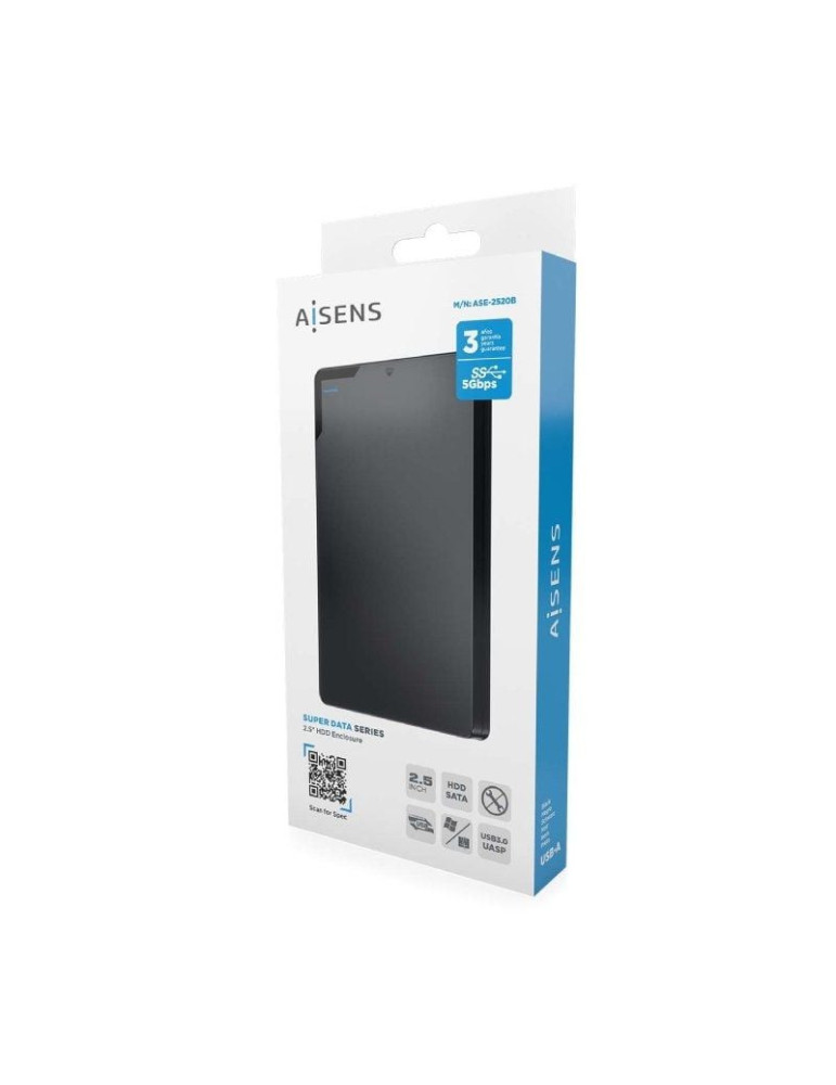 Caja Externa para Disco Duro de 2.5" Aisens ASE-2520B/ USB 3.1/ Sin tornillos