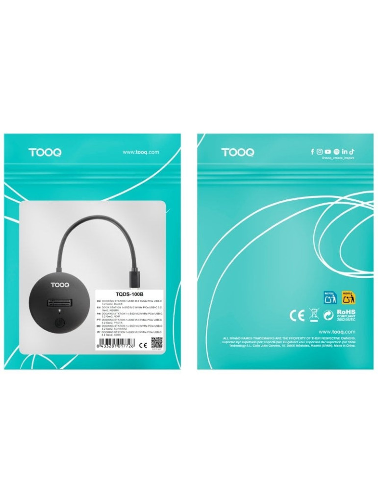 Docking Station para SSD M2 SATA/NVMe TooQ TQDS-100B