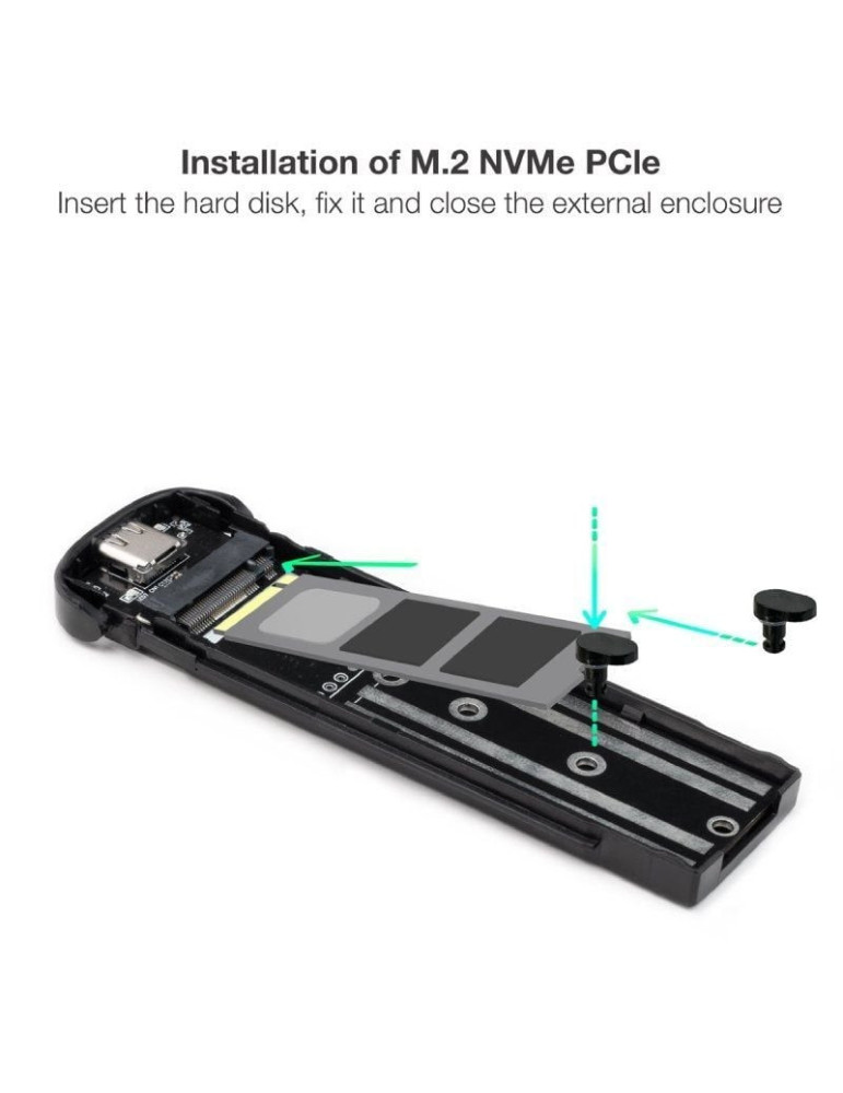Caja Externa para Disco SSD M.2 NVMe TooQ TQE-2201BL/ USB 3.1 Gen1/ Sin tornillos
