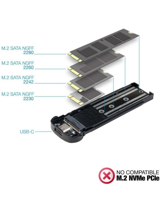 Caja Externa para Disco SSD M.2 TooQ TQE-2202S/ USB 3.1 Gen1/ Sin tornillos