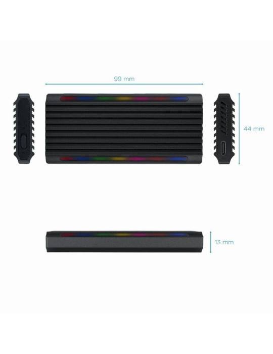 Caja Externa para Disco SSD M.2 NVMe TooQ TQE-2222B/ USB 3.1 Gen2/ Sin tornillos