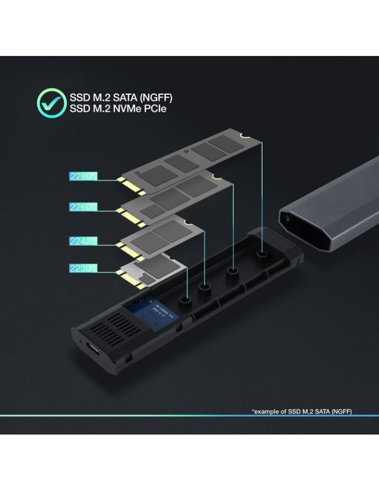Caja Externa para Disco SSD M.2 NVMe TooQ TQE-2223G/ USB 3.2/ Sin tornillos