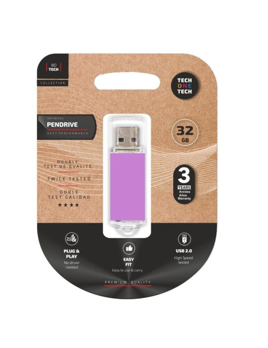 Pendrive 32GB Tech One Tech Basic USB 2.0/ Púrpura Claro