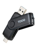 Lector de Tarjetas Externo TooQ TQR-3003B/ USB 2.0 y USB Tipo-C