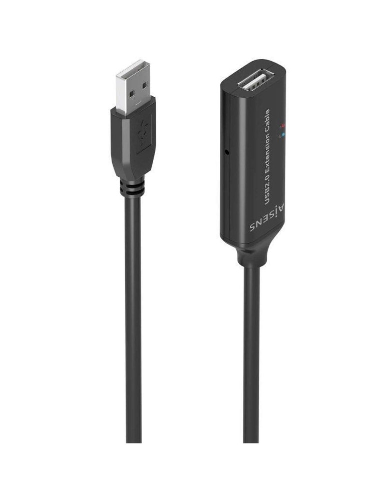 Cable Alargador USB 2.0 Aisens A101-0915/ USB Macho - USB Hembra/ 10m/ Negro