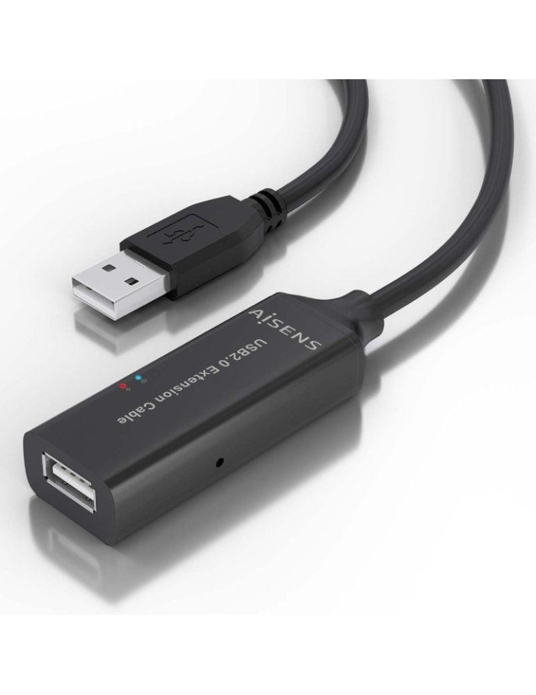 Cable Alargador USB 2.0 Aisens A101-0915/ USB Macho - USB Hembra/ 10m/ Negro