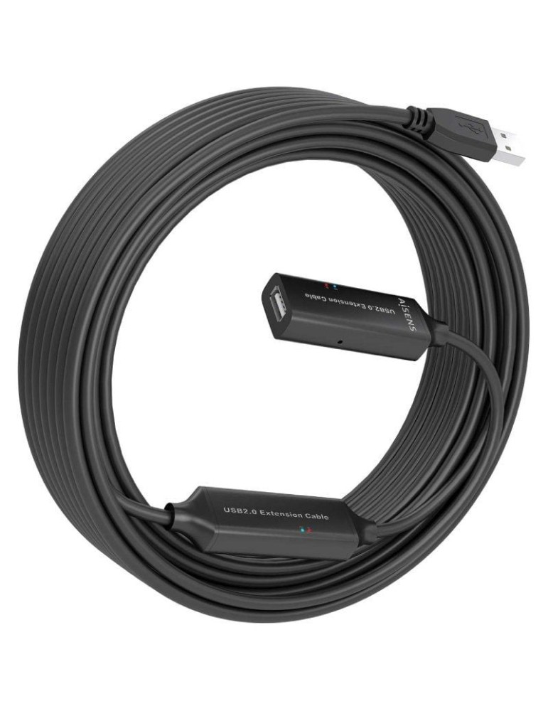 Cable Alargador USB 2.0 Aisens A101-0916/ USB Macho - USB Hembra/ 15m/ Negro